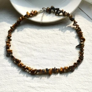 Handmade Natural Tiger's Eye 5-8mm Fresh Water Pearl Gemstone 35'' Hematite Neck - Picture 1 of 8
