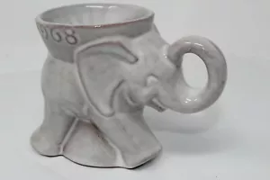 Vintage 1968 FRANKOMA Elephant GOP Republican Coffee Mug Cup Antiqued White - Picture 1 of 9