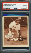 1949 Hage's Dairy Harvey Storey PSA 2 San Diego Padres PCL