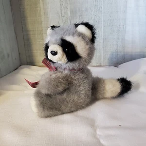 Russ Berrie Plush Gray Black Raccoon 'Ricki' 6" Realistic Mask Stripes - Picture 1 of 8