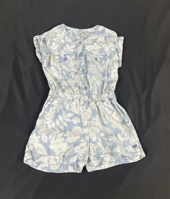 Vineyard Vines Girl Light Blue Floral Romper Dress Size XS - Image 1 of 4