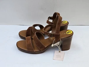 NEW Mariella Made in Italy Leather Strap Open Toe Sandal Heels Size-9 - Picture 1 of 7