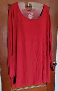 Camisa de manga larga modal de algodón rojo Terra & Sky para mujer 0X 14W - Imagen 1 de 3