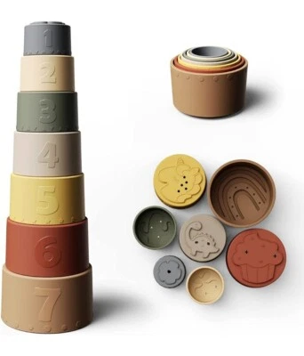 Moonkie Baby Stacking Cups Toy, Fun Educational Stack Up Cup Silicone Soft... - Image 1 of 4