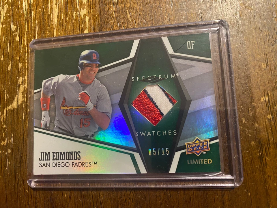 2008 Upper Deck Jim Edmonds Jersey Patch Relic /15 Baseball Card Swatch - Image 1 of 2