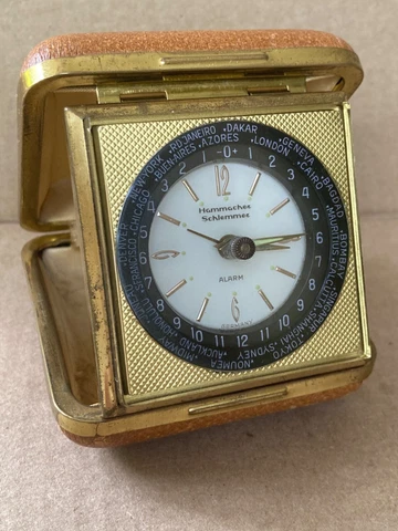 Hammacher Schlemmer World Time Zone Travel Alarm Clock-Made in Germany-Running Cover