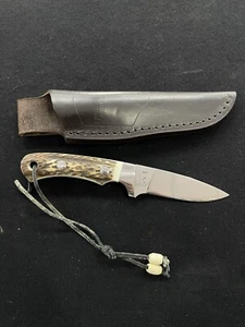Puli Handarbeit 440C Rostfrei Hunting Fixed Blade Knife Staghorn with Sheath - Picture 1 of 18
