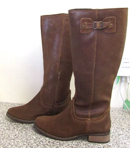 BRAND New NEXT Ladies Brown Suede Knee-High Boots In Size 6UK-RRP£82 - Picture 1 of 9