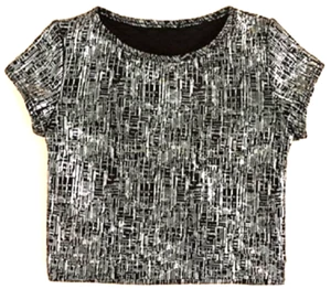 $38.00 Aqua Girls' Quilted Metallic Crop Top, Black/Silver, XL - Picture 1 of 1
