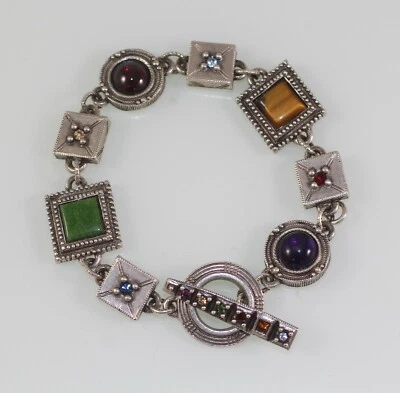 Patricia Locke Art Deco Style Bracelet Swarovski Crystal and Gemstones Signed - Image 1 of 4