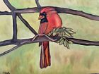 Original oil painting signed 11 x 14 Red Bird Cardinal