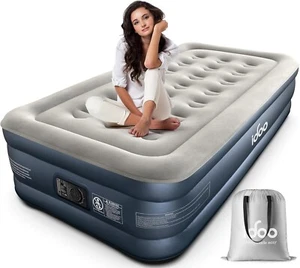 Single Size Air Mattress, Inflatable Airbed with Built-In Pump, 3 Mins Quick Sel - Picture 1 of 8