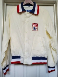 Giacca vintage🔥 Champion USA squadra olimpica anni 80 bottoni a pressione Varsity media avorio - Foto 1 di 8