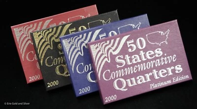 50 cuartos conmemorativos estatales sin circular edición 2000 P, D, platino y oro Foto 1 de 4