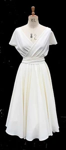 Baylis & Knight Ivory Short Sleeve Wrap Circle Dress Retro Pin Up 40's Wedding - Imagen 1 de 3