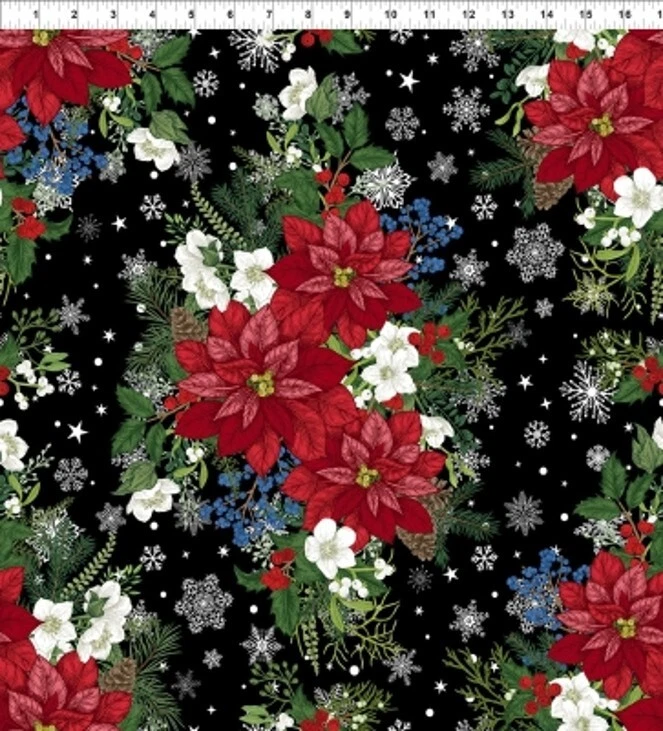 In The Beginning Winter Blooms de Jason Yenter 1WB2 ramos negros de algodón Foto 1 de 1