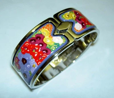 Brazalete FREY WILLE Floral Sinfonía Impresionista Flores 24K Esmalte Cierre Real Foto 1 de 4