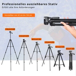 Tacklife Kamerastativ Fotostativ 40,5-136cm 5 in 1 Aluminium Handy Halter - Bild 1 von 7