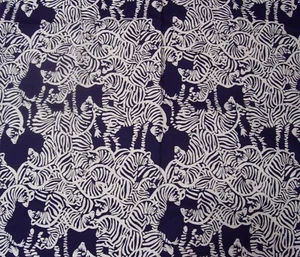 RARE LILLY PULITZER FABRIC*ZEBRA*I HERD YOU*18X39" NAVY BLUE WHITE COTTON - Picture 1 of 4