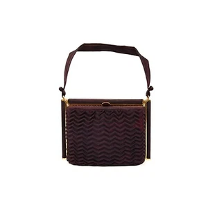 Vintage 40s 50s Navy Blue Rayon Textured Crepe Square Art Deco Purse Handbag - Picture 1 of 9