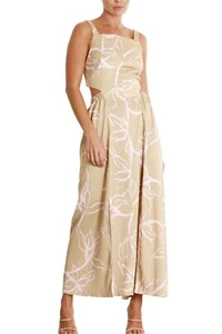 Pasduchas Honeysuckle Satin Cutout Midi Dress Multi Size 10 AU Preloved - Picture 1 of 11