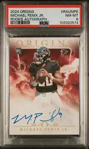 2024 Panini Origins Autograph NFL Michael Penix RC Rookie ON CARD Auto SSP PSA 8 - Picture 1 of 2