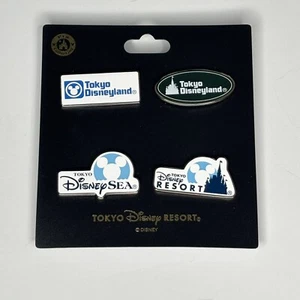 Tokyo Disney Resort & Tokyo Disney Sea Logo 4 Park Pin Set Japan USA SELLER - Picture 1 of 1