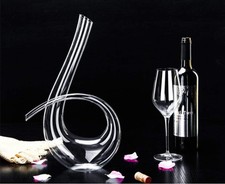 Decanter Per Vino Rosso In Vetro Trasparente Soffiato A Mano + Perline Pulizia