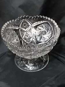 Vintage Marked Near Cut Clear Glass Footed Bowl BonBon Candy Dish 4 1/4" - Picture 1 of 6