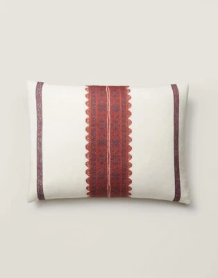 Nueva almohada decorativa Ralph Lauren Mirabelle Leason roja crema Foto 1 de 4