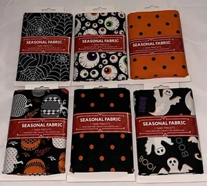 David Textiles Seasonal Halloween Fabric 1 Yard Precut 100% Cotton Bundle Of 6 - Picture 1 of 2