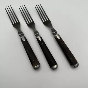 Set of 3 Antique Handforged Wood Handle 4 Pronged Forks Late 1800’s - Picture 1 of 11