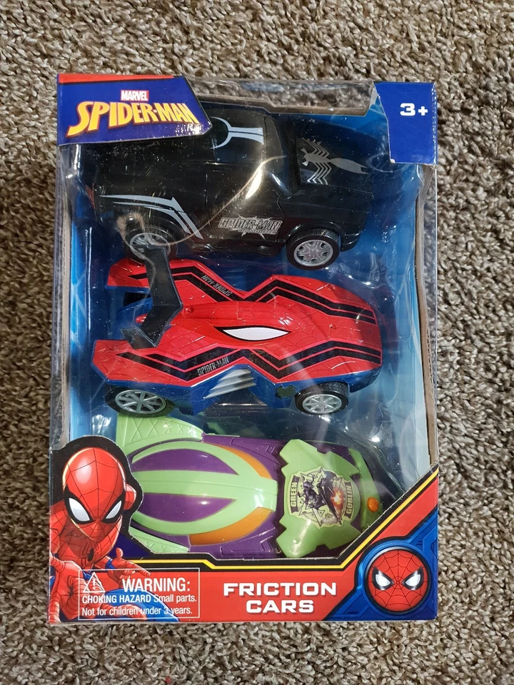 Marvel Avengers Pull Back Friction Cars Set 3 Green Goblin Spider Man Symbiote