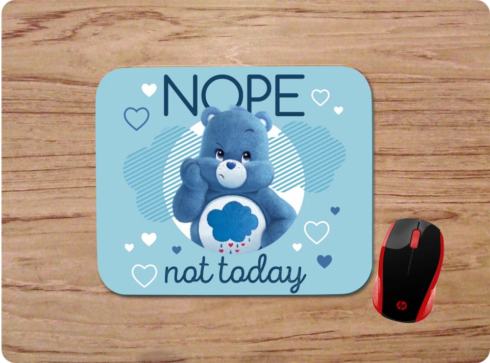 GRUMPY BEAR NOPE NOT TODAY BLUE CUSTOM MOUSE PAD MAT NON-SLIP HOME OFFICE GIFT - Image 1 of 1