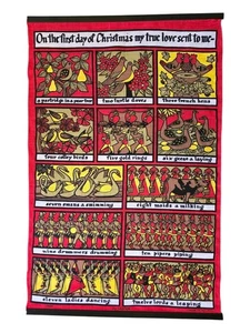 Vintage Ulster Irland 12 Days Of Christmas Leinen Wandbehang - Bild 1 von 4