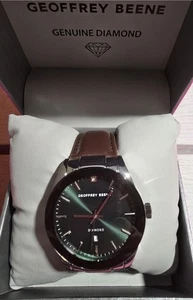 Orologio Uomo Geoffrey Beene Quadrante Verde Cinturino Pelle Marrone - Foto 1 di 3