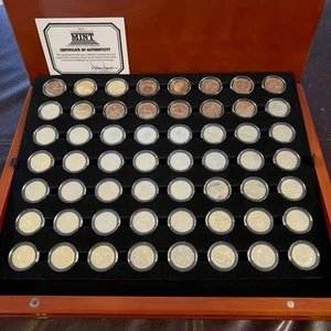Complete 56 Quarter Set 50 State & 6 Territories 24k Gold-Plated in Wood Box COA - Picture 1 of 5