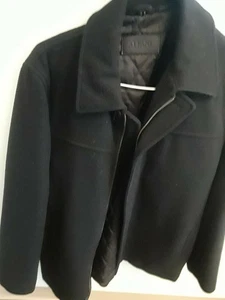 Alfani 100% Wool Bomber Jacket Black Car Coat Sz X-Large XL Chest 52" Zip front - Picture 1 of 11