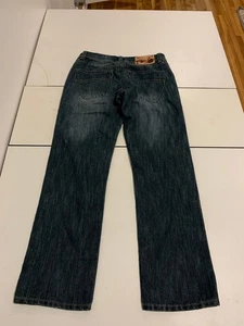 Jeans Ecko Unltd 32x30 lavado oscuro ajustados rectos Y2K patinador retro grunge bigotes - Imagen 1 de 10