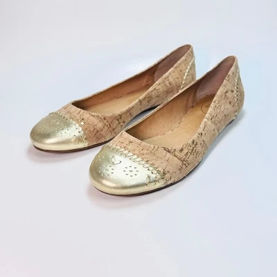 Jack Rogers Dorado Puntera Corcho Ballet Zapatos Planos Mujer’s Talla 8.5 Nuevo Foto 1 de 4