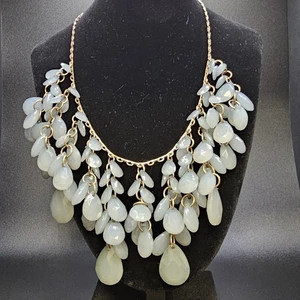 Natasha Heavy Light Blue Oval Bead Bib Necklace - Picture 1 of 3