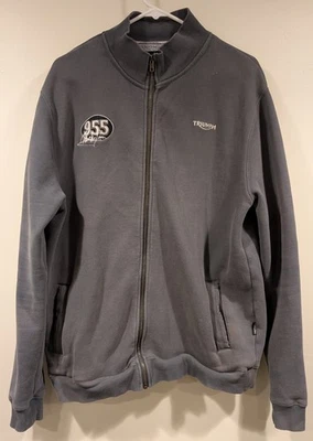 Triumph 摩托车 Steve McQueen 955 拉链夹克 XL 蓝色复古复古 — 第 1/4 张图片