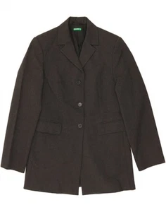 BENETTON Womens Longline 3 Button Blazer Jacket IT 40 Small Grey Polyester AC06 - Picture 1 of 3