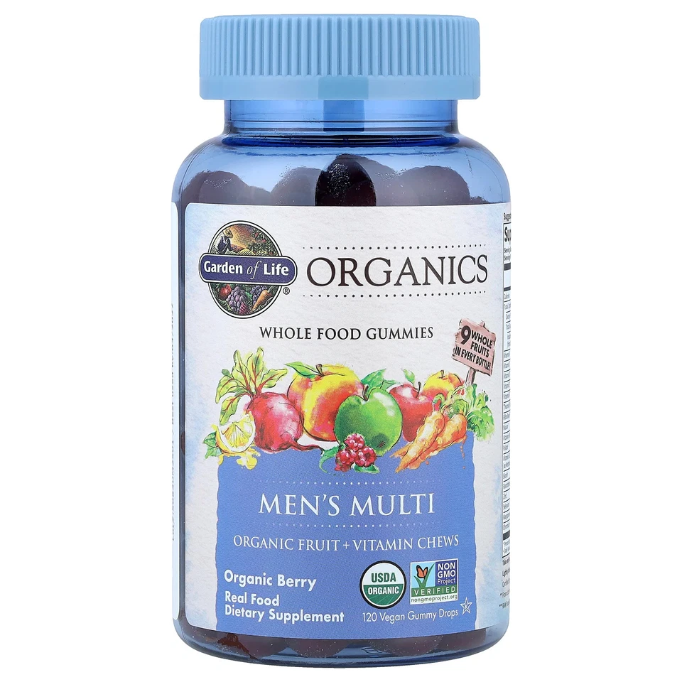 Organics, Men's Multi Gummies, Organic Berry, 120 Vegan Gummy Drops - Image 1 of 3