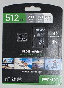 PNY 512GB PRO Elite Prime C10 U3 V30 A2 microSDXC Flash Memory Card - Picture 1 of 2
