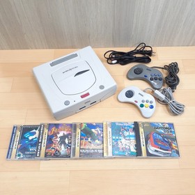 Sega Saturn Console Japan White bundle with 2 Controllers & 5 Games tested