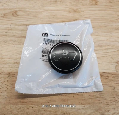 NEW 2024-2025 Jeep Wrangler Outline Logo BLACK Wheel Center Cap, OEM Foto 1 de 4