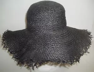 New Pins Needles Womens Sun Hat Floppy One Size Black Paper Woven packable 2394 - Picture 1 of 4