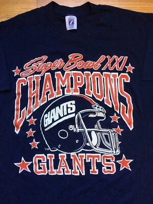 Vtg New York Giants Shirt 1987 Super Bowl XXI Tee Logo 7 Helmet NY sz M / L - Image 1 of 3