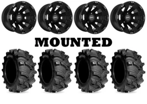 Kit 4 Kenda Executioner Tires 26x10-12 on Sedona Spyder Black Wheels FXT - Picture 1 of 5